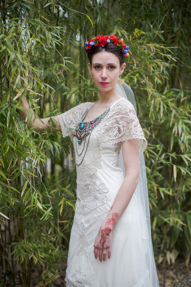 frida kahlo inpired bridal look