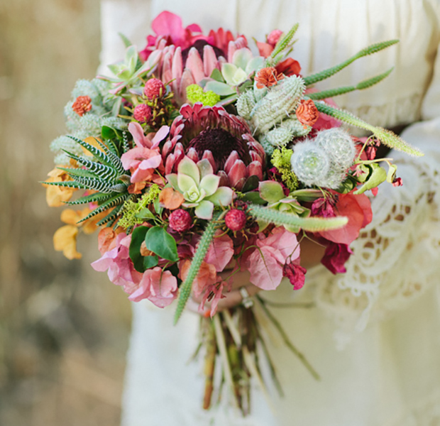 primary petals native bouquet pink and green