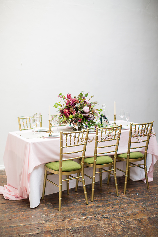 pink and green table setting