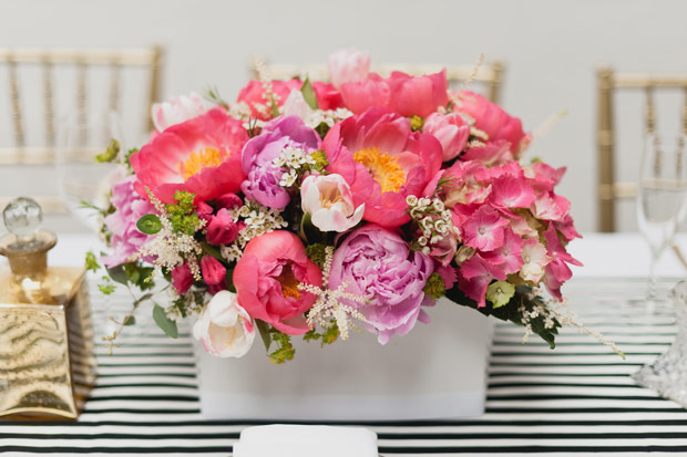 pink peony floral centrepiece