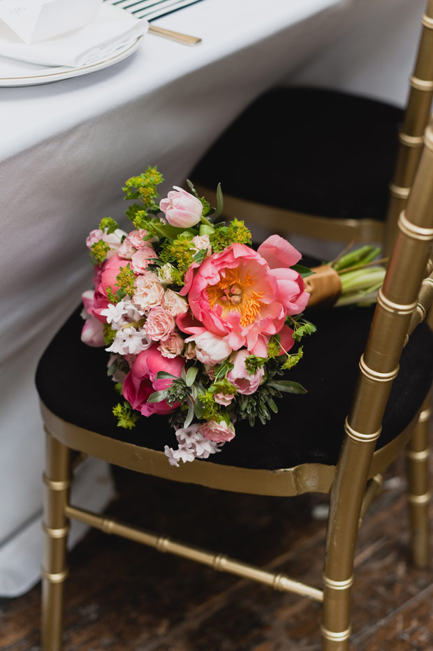 peach and pink peony bouquet