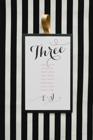 black and white stripe table plan