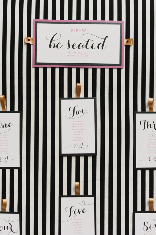 black and white stripe table plan