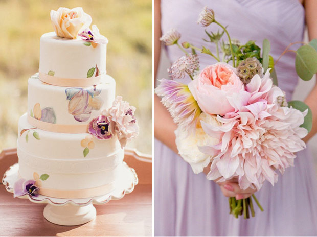 purple and peach wedding