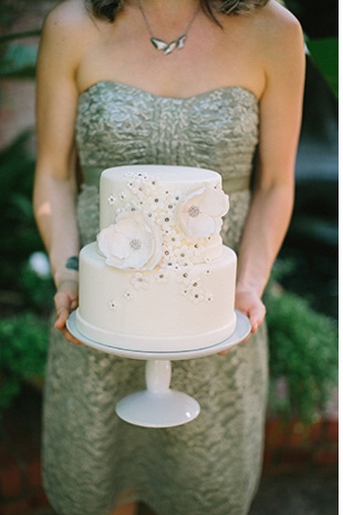 Cream cake with silver floral detail