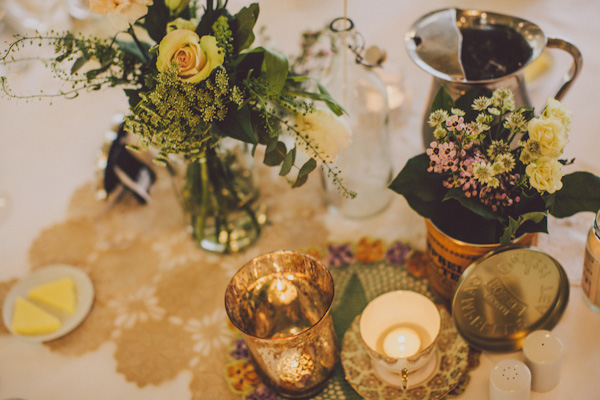 flowers and candles in jars