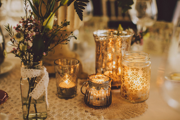 candles in jars for wedding decor