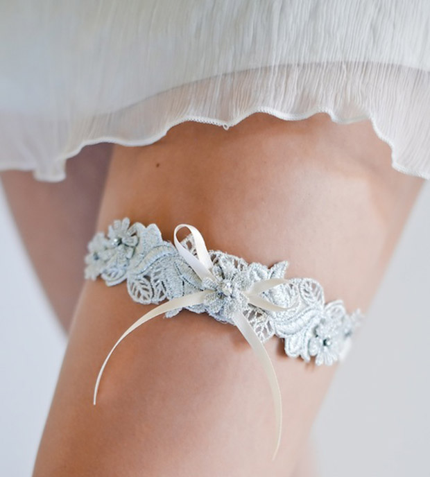 Percy Handmade vitage something blue Amelie wedding garter