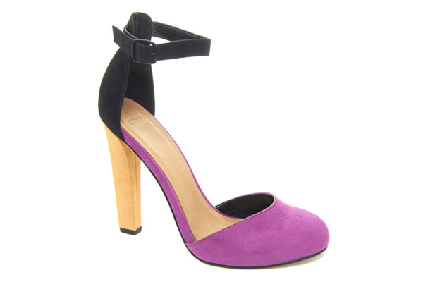 purple colour block heels