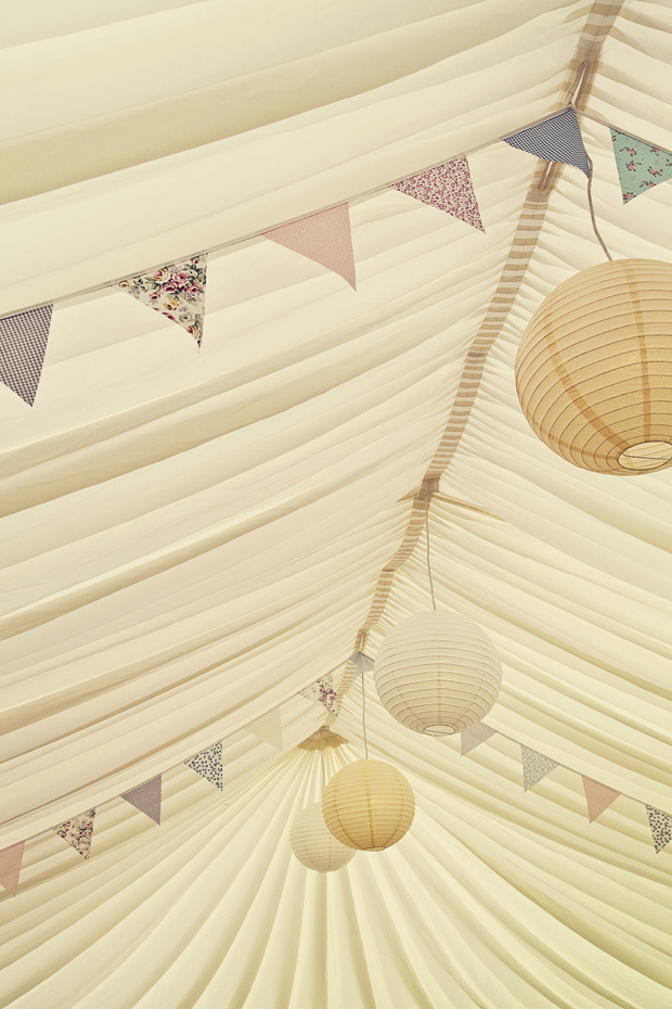 pastel bunting in a marquee