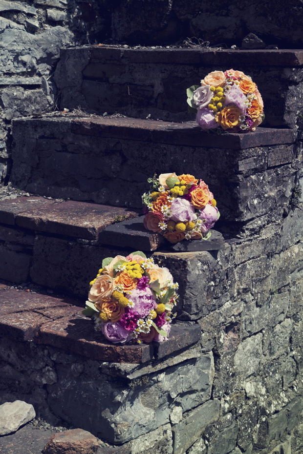 yellow,orange and pink bouquets