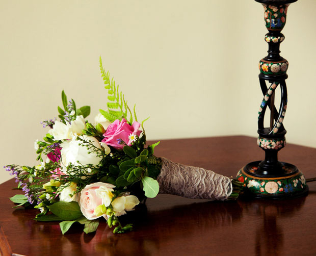 pink white and green bouquet