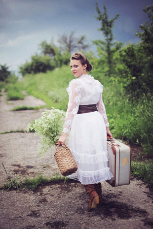 vintage lace ruffle dress