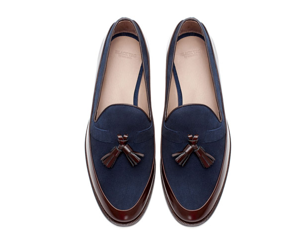 blue and brown loafers