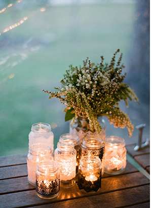 candles in mason jars