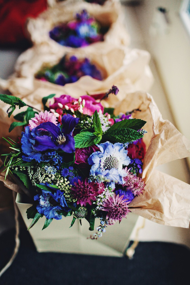 dark blue, plum and lilac bouquet