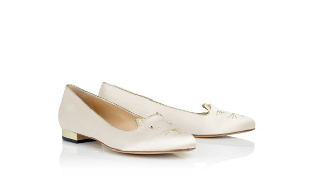 Charlotte Olympia Kitty Nude bridal flats