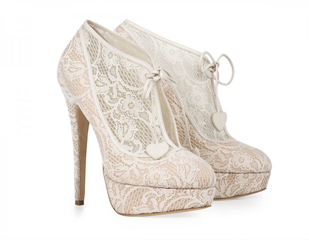 Charlotte Olympia Minerva white lace bridal booties