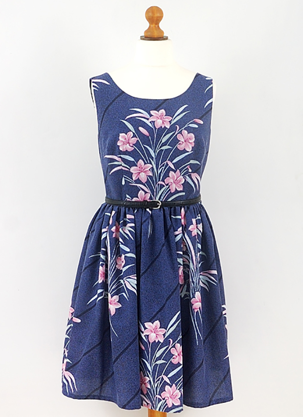 Maggie Molloy navy blue floral tea dress