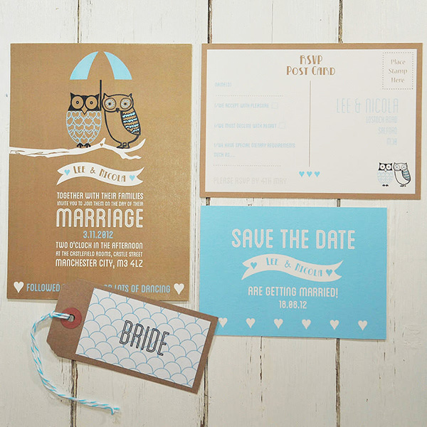 owl wedding stationery