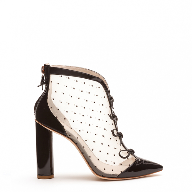 Sophia Webster Amelia Black calf leather and polkadot mesh bootie