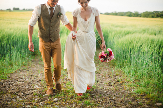 wedding portrait in a field