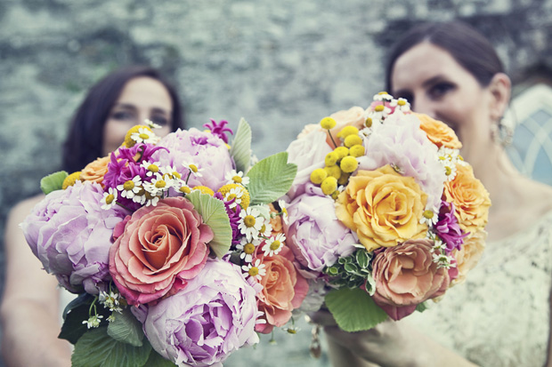 pink, lilac,yellow and green bouquet