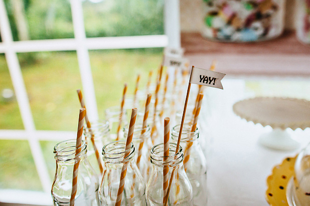 glass jars with stripey straws