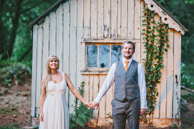 boho style bride and groom