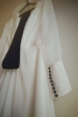 wedding dress with navy detail