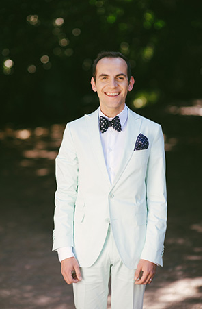 blue polka dot bow tie