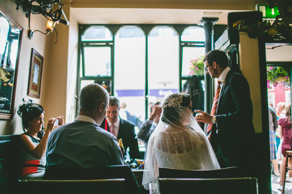 wedding reception drinks in a local pub