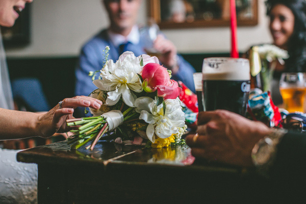 wedding reception drinks in a local pub