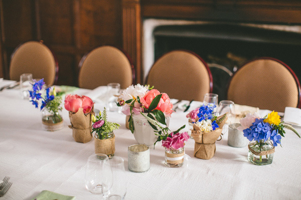 flowers in mason jar table decor