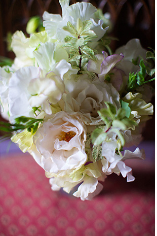 cream,soft pink and green bouquet