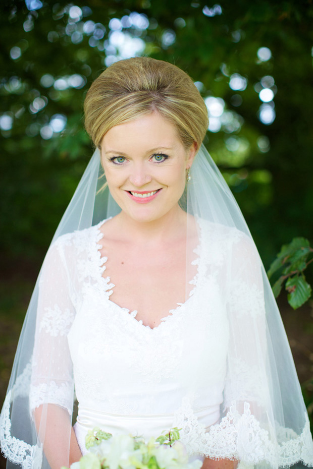 bride with lace dress