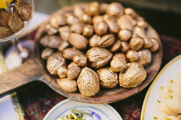 gold painted acorns