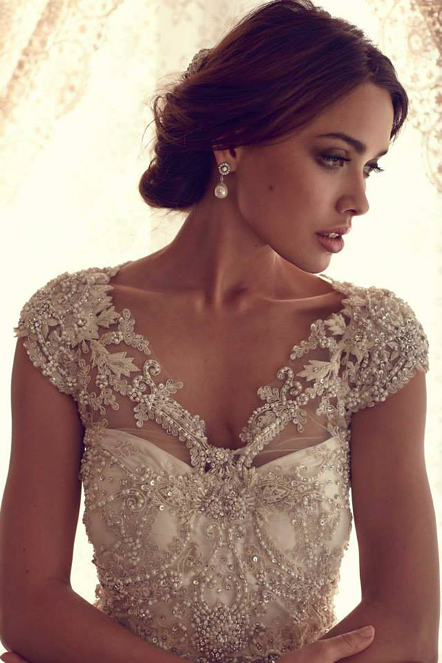 Anna Campbell beaded wedding dress detail