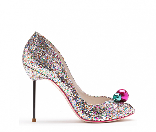 Sophia Webster Loren Multi-colour glitter pump with pink and turquoise ball embellishment