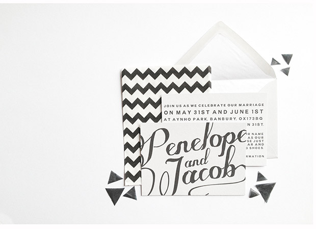 Abigail Warner monochrome wedding stationery