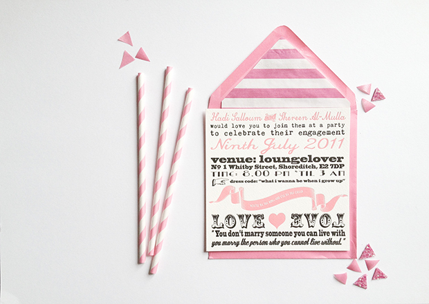 Abigail Warner pink and white wedding stationery