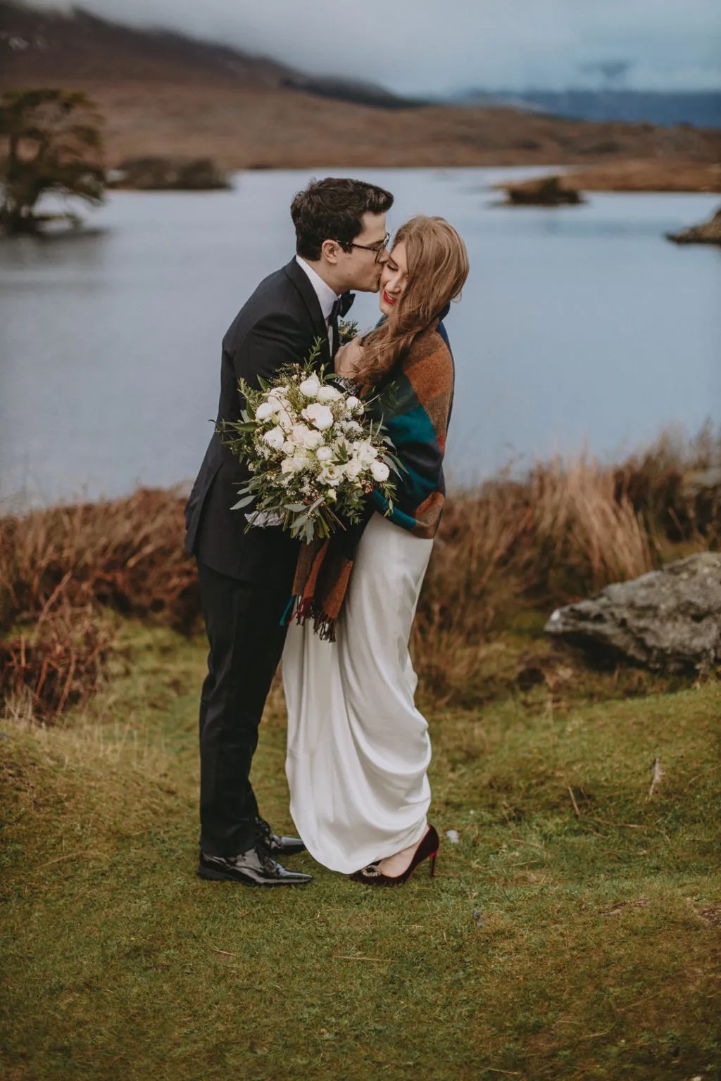 bride in cosy scarf