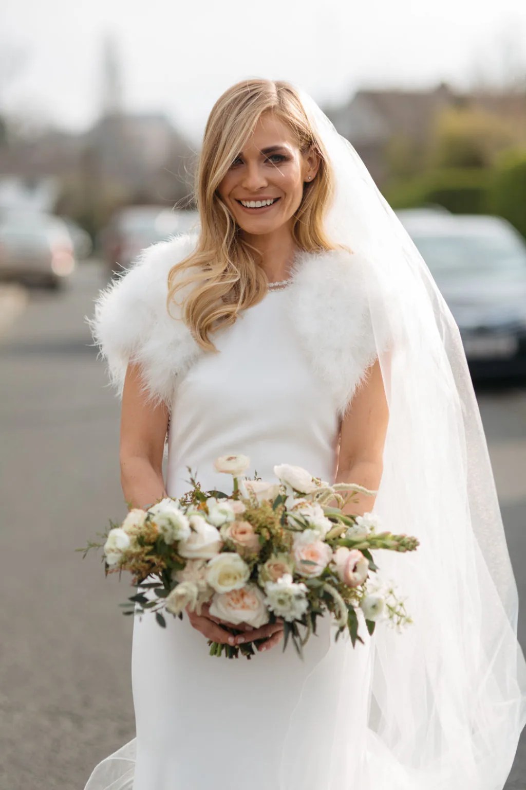 bride in cosy bolero