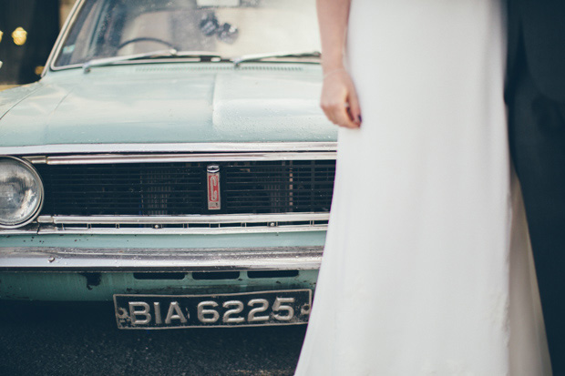 Andrew and Debs wedding portrait with vintage car