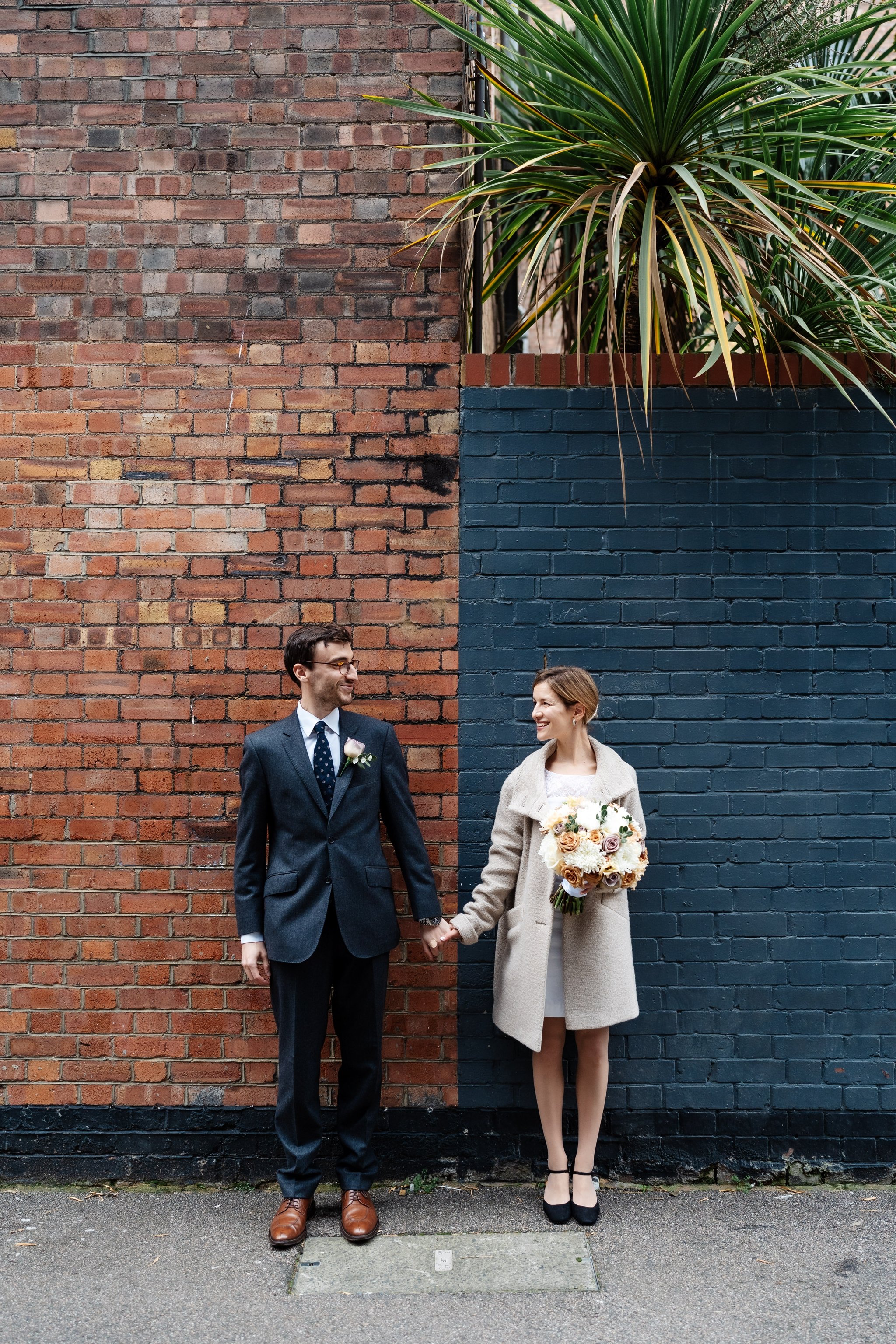 bride in cosy coat