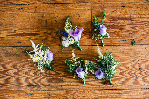 lilac and purple flower button holes