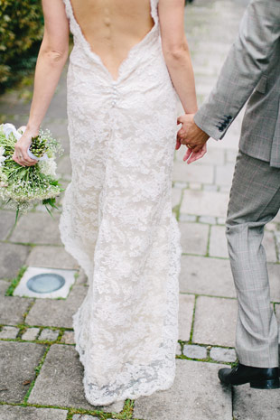 stunning backless lace wedding dress | onefabday.com