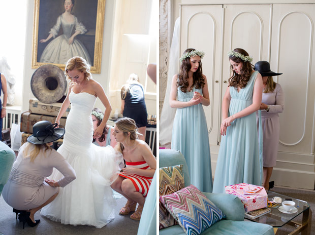 bride and bridesmaids prep