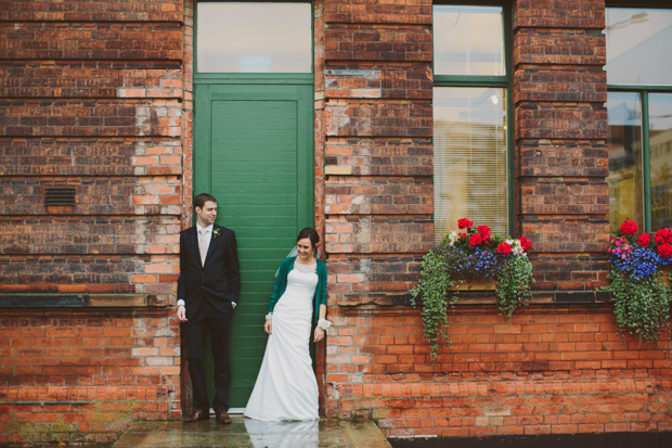 bride in cardigan