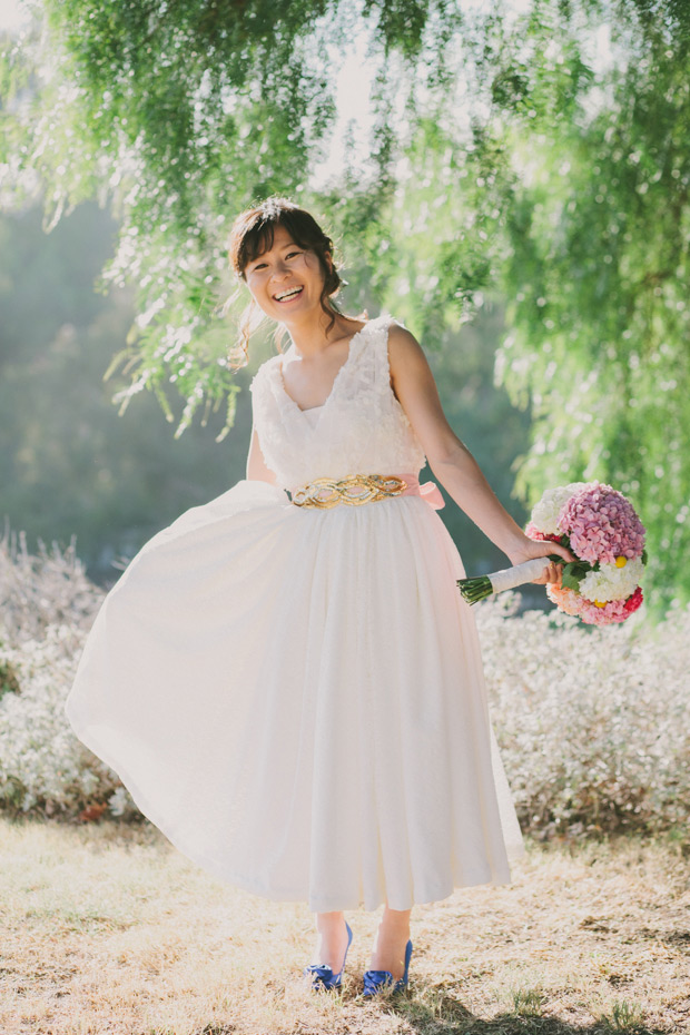 Beautiful bride Tomomi and her own handmade short wedding dress!  | onefabday.com